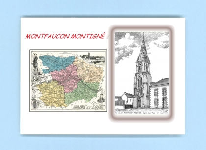 Cartes Postales impression Noir avec dpartement sur la ville de MONTFAUCON MONTIGNE Titre : eglise st martin