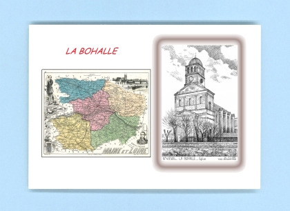 Cartes Postales impression Noir avec dpartement sur la ville de LA BOHALLE Titre : eglise