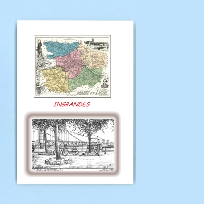 Cartes Postales impression Noir avec dpartement sur la ville de INGRANDES Titre : pont
