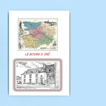 Cartes Postales impression Noir avec dpartement sur la ville de LE BOURG D IRE Titre : mairie