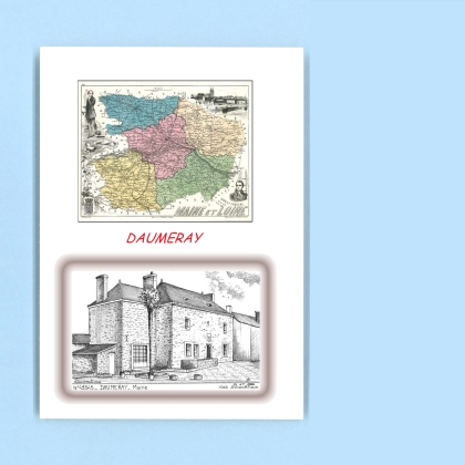 Cartes Postales impression Noir avec dpartement sur la ville de DAUMERAY Titre : mairie