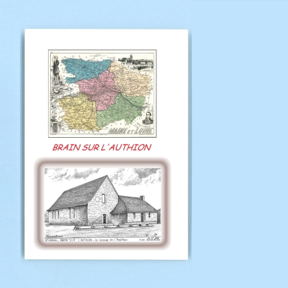 Cartes Postales impression Noir avec dpartement sur la ville de BRAIN SUR L AUTHION Titre : la grange de l hopiteau