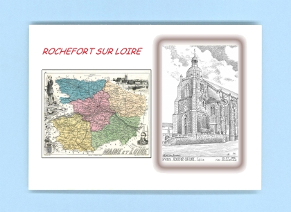 Cartes Postales impression Noir avec dpartement sur la ville de ROCHEFORT SUR LOIRE Titre : eglise