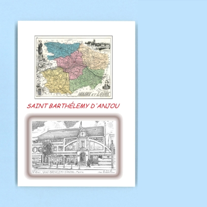 Cartes Postales impression Noir avec dpartement sur la ville de ST BARTHELEMY D ANJOU Titre : mairie