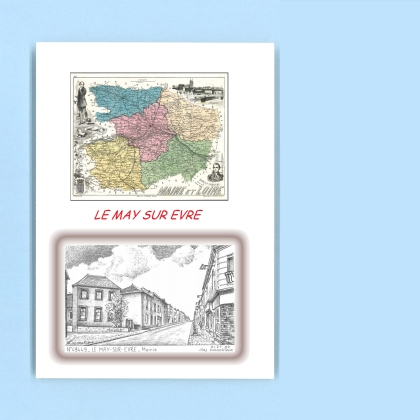 Cartes Postales impression Noir avec dpartement sur la ville de LE MAY SUR EVRE Titre : mairie