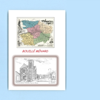 Cartes Postales impression Noir avec dpartement sur la ville de BOUILLE MENARD Titre : route de renaze
