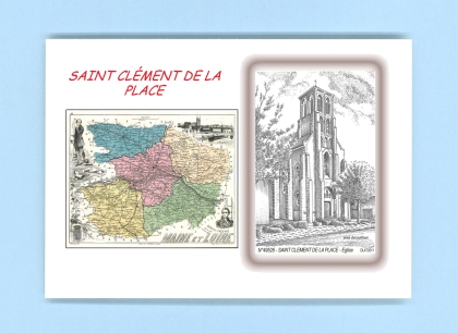 Cartes Postales impression Noir avec dpartement sur la ville de ST CLEMENT DE LA PLACE Titre : eglise