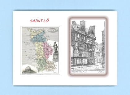 Cartes Postales impression Noir avec dpartement sur la ville de ST LO Titre : vieilles maisons