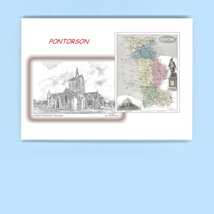 Cartes Postales impression Noir avec dpartement sur la ville de PONTORSON Titre : notre dame