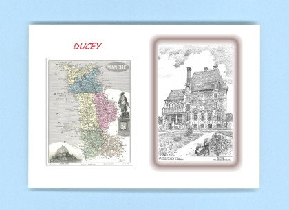 Cartes Postales impression Noir avec dpartement sur la ville de DUCEY Titre : chateau