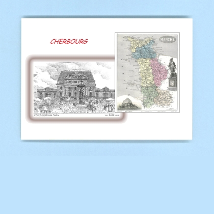 Cartes Postales impression Noir avec dpartement sur la ville de CHERBOURG Titre : theatre