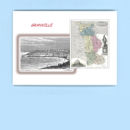 Cartes Postales impression Noir avec dpartement sur la ville de GRANVILLE Titre : vue