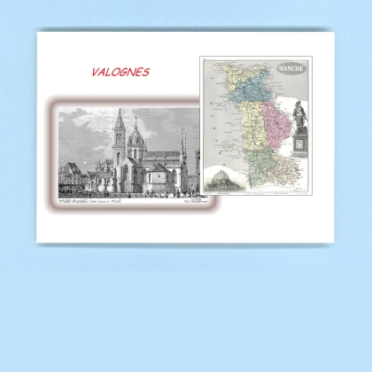 Cartes Postales impression Noir avec dpartement sur la ville de VALOGNES Titre : vue