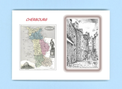 Cartes Postales impression Noir avec dpartement sur la ville de CHERBOURG Titre : vieux cherbourg rue des fosses