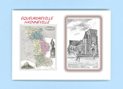 Cartes Postales impression Noir avec dpartement sur la ville de EQUEURDREVILLE HAINNEVILLE Titre : eglise