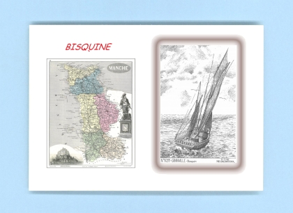 Cartes Postales impression Noir avec dpartement sur la ville de BISQUINE Titre : 
