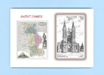 Cartes Postales impression Noir avec dpartement sur la ville de ST JAMES Titre : eglise