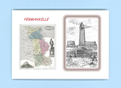 Cartes Postales impression Noir avec dpartement sur la ville de FERMANVILLE Titre : phare
