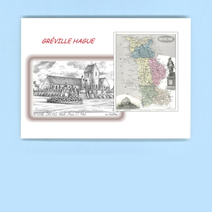 Cartes Postales impression Noir avec dpartement sur la ville de GREVILLE HAGUE Titre : place j.f. millet