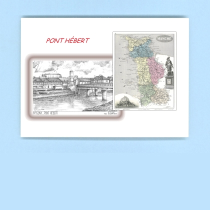 Cartes Postales impression Noir avec dpartement sur la ville de PONT HEBERT Titre : vue