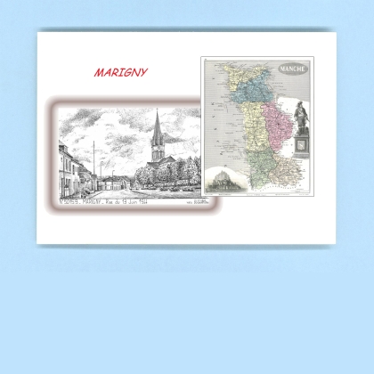 Cartes Postales impression Noir avec dpartement sur la ville de MARIGNY Titre : rue du 13 juin 1944