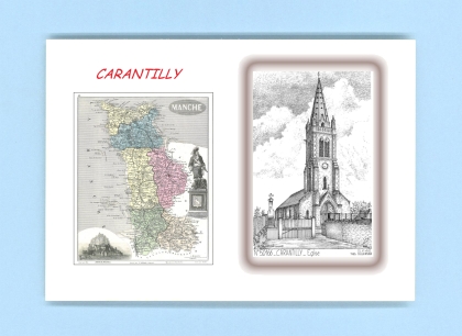 Cartes Postales impression Noir avec dpartement sur la ville de CARANTILLY Titre : eglise