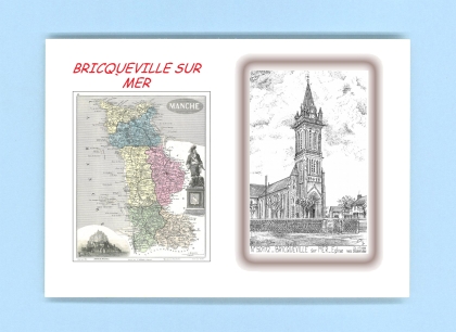 Cartes Postales impression Noir avec dpartement sur la ville de BRICQUEVILLE SUR MER Titre : eglise