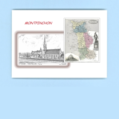 Cartes Postales impression Noir avec dpartement sur la ville de MONTPINCHON Titre : eglise
