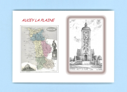 Cartes Postales impression Noir avec dpartement sur la ville de AUCEY LA PLAINE Titre : eglise