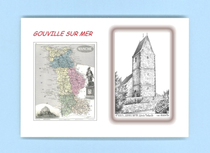 Cartes Postales impression Noir avec dpartement sur la ville de GOUVILLE SUR MER Titre : eglise de montcarville