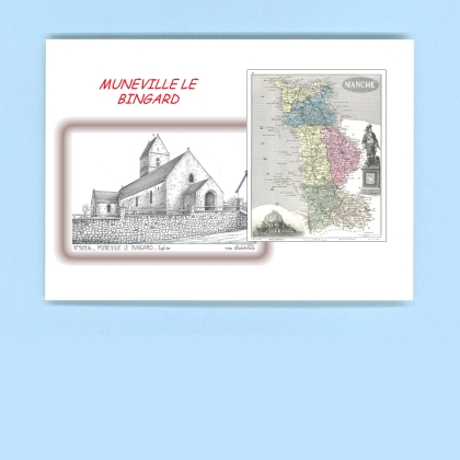 Cartes Postales impression Noir avec dpartement sur la ville de MUNEVILLE LE BINGARD Titre : eglise