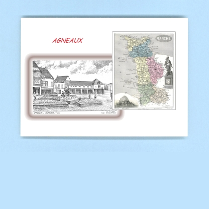 Cartes Postales impression Noir avec dpartement sur la ville de AGNEAUX Titre : place
