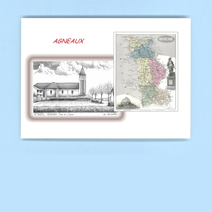 Cartes Postales impression Noir avec dpartement sur la ville de AGNEAUX Titre : place de l eglise