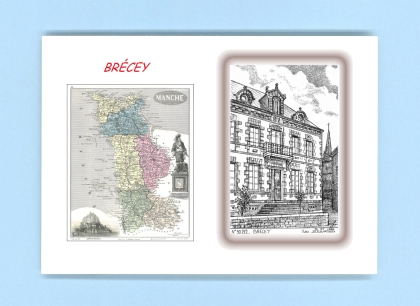 Cartes Postales impression Noir avec dpartement sur la ville de BRECEY Titre : vue
