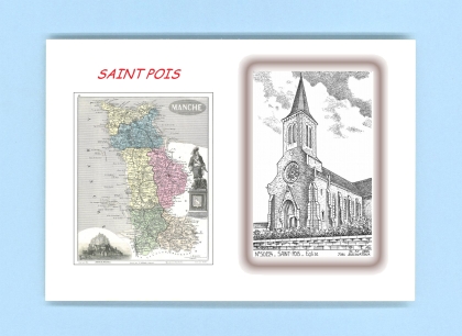 Cartes Postales impression Noir avec dpartement sur la ville de ST POIS Titre : eglise