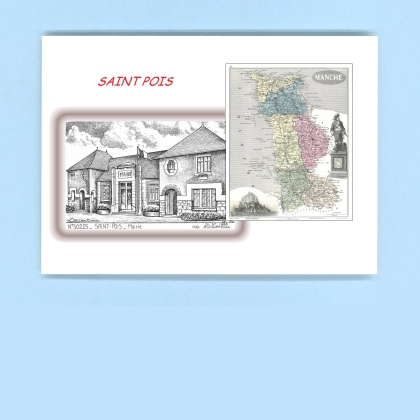 Cartes Postales impression Noir avec dpartement sur la ville de ST POIS Titre : mairie