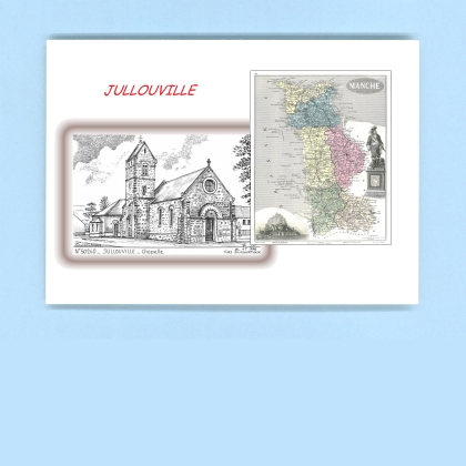 Cartes Postales impression Noir avec dpartement sur la ville de JULLOUVILLE Titre : chapelle
