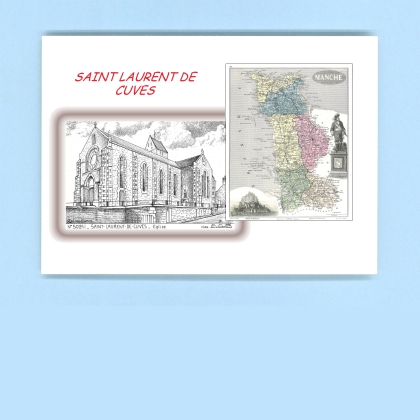 Cartes Postales impression Noir avec dpartement sur la ville de ST LAURENT DE CUVES Titre : eglise
