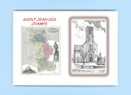 Cartes Postales impression Noir avec dpartement sur la ville de ST JEAN DES CHAMPS Titre : eglise