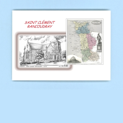Cartes Postales impression Noir avec dpartement sur la ville de ST CLEMENT RANCOUDRAY Titre : eglise