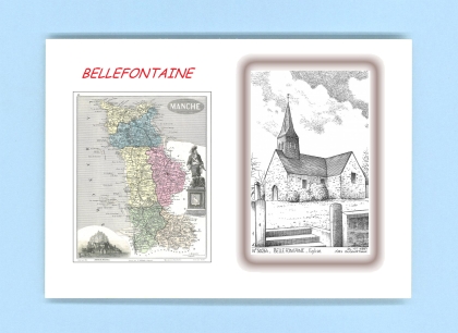 Cartes Postales impression Noir avec dpartement sur la ville de BELLEFONTAINE Titre : eglise