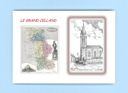 Cartes Postales impression Noir avec dpartement sur la ville de LE GRAND CELLAND Titre : eglise