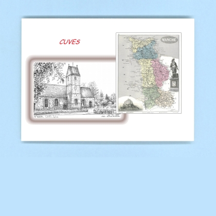 Cartes Postales impression Noir avec dpartement sur la ville de CUVES Titre : eglise
