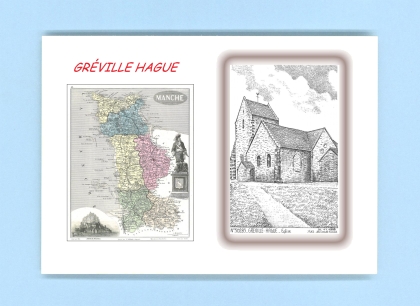 Cartes Postales impression Noir avec dpartement sur la ville de GREVILLE HAGUE Titre : eglise