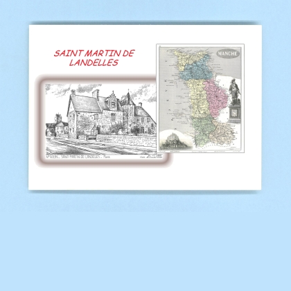Cartes Postales impression Noir avec dpartement sur la ville de ST MARTIN DE LANDELLES Titre : mairie