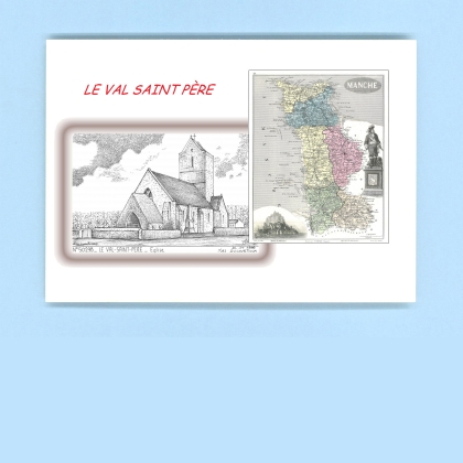 Cartes Postales impression Noir avec dpartement sur la ville de LE VAL ST PERE Titre : eglise