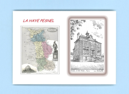 Cartes Postales impression Noir avec dpartement sur la ville de LA HAYE PESNEL Titre : mairie