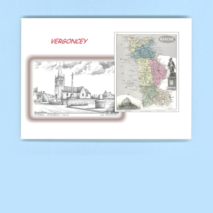 Cartes Postales impression Noir avec dpartement sur la ville de VERGONCEY Titre : eglise