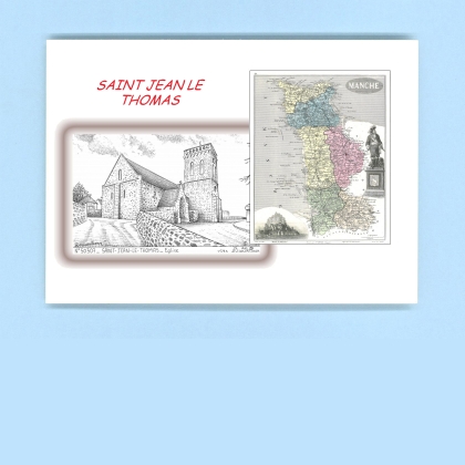 Cartes Postales impression Noir avec dpartement sur la ville de ST JEAN LE THOMAS Titre : eglise