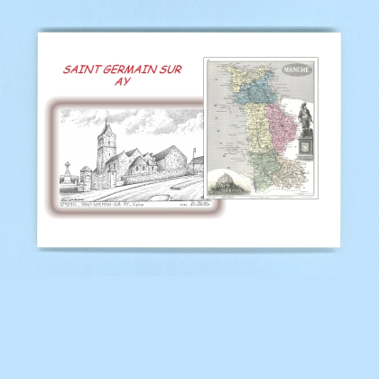 Cartes Postales impression Noir avec dpartement sur la ville de ST GERMAIN SUR AY Titre : eglise